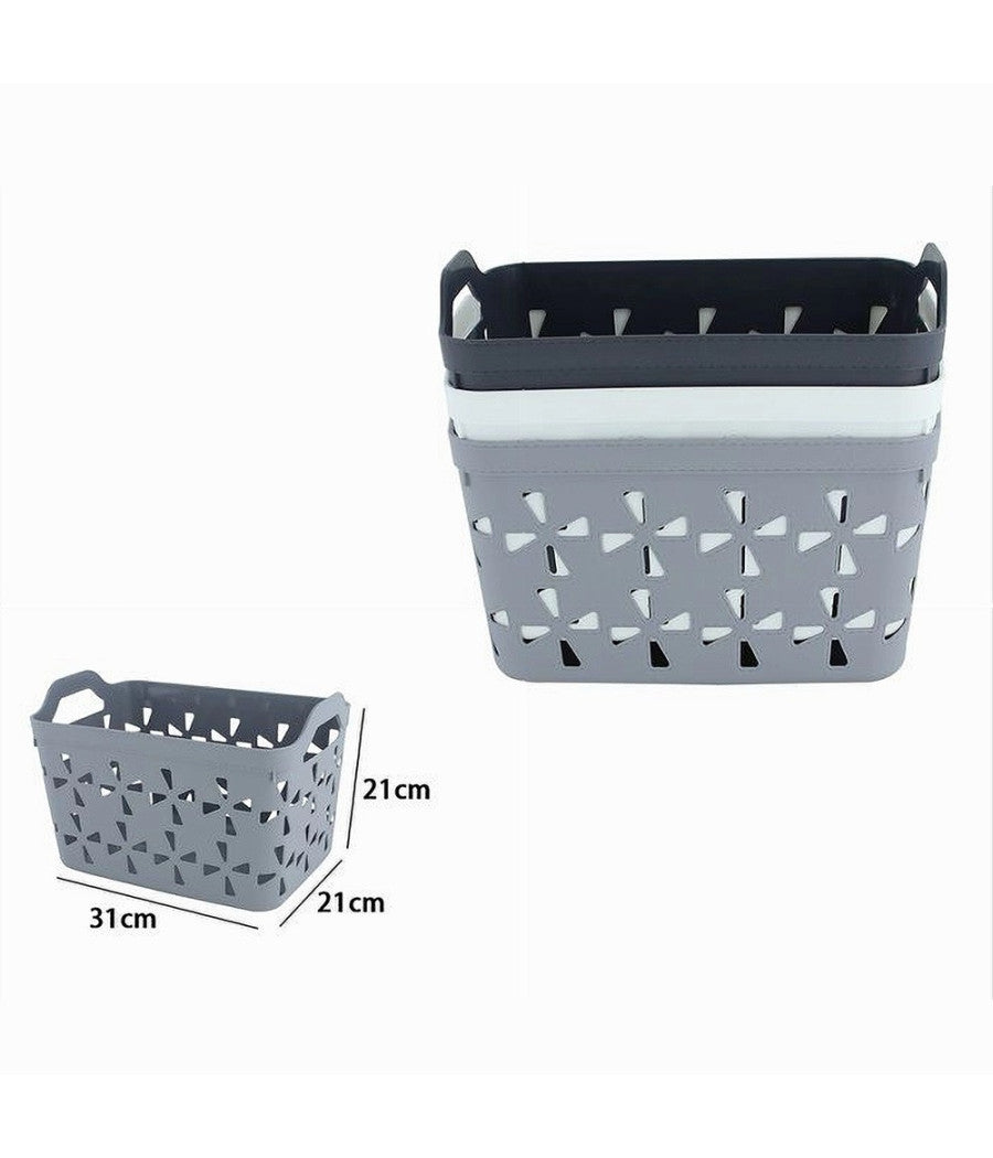 Cesto Porta Oggetti Cestino Porta Tutto Con Maniglie 31x21x21 Cm Assortiti 10726         