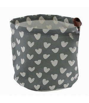 Cesto Porta Oggetti Con Cuori In Tessuto Con Manico Bagno Cucina 25x28cm 10612         