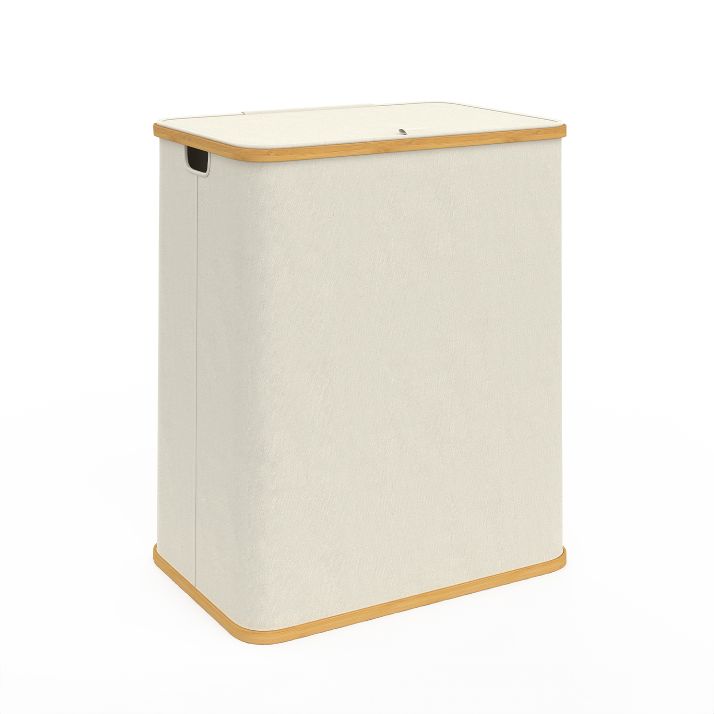 IDMarket - Cesto portabiancheria 140 L 2 cestini estraibili in bambù RITA tessuto ecru