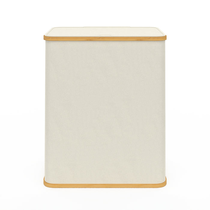 IDMarket - Cesto portabiancheria 140 L 2 cestini estraibili in bambù RITA tessuto ecru