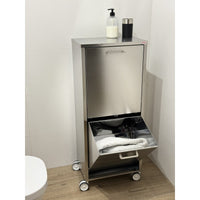 Cesto portabiancheria 2 scomparti con ruote, in acciaio inossidabile, TANGO