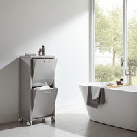 Cesto portabiancheria 2 scomparti con ruote, in acciaio inossidabile, TANGO