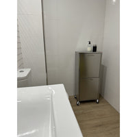 Cesto portabiancheria 2 scomparti con ruote, in acciaio inossidabile, TANGO