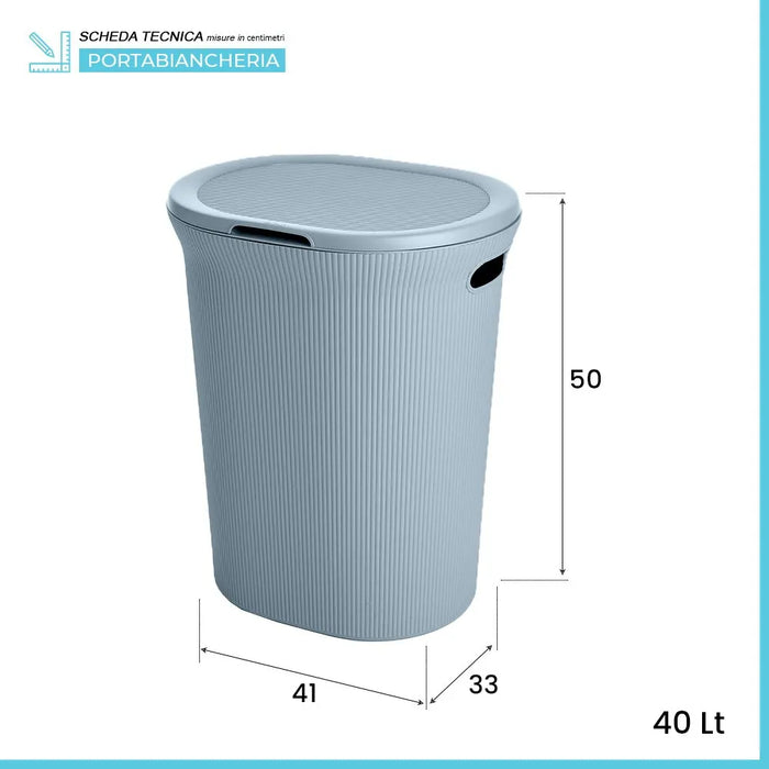 Cesto portabiancheria azzurro polvere capacità 40 lt