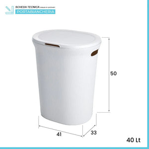 Cesto portabiancheria bianco capacità 40 lt
