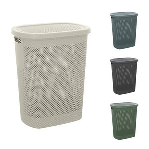 Cesto portabiancheria con coperchio in plastica bianca 58 lt Kamala