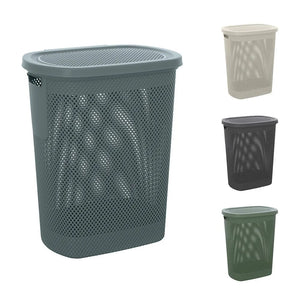 Cesto portabiancheria con coperchio in plastica blu avio 58 lt Kamala