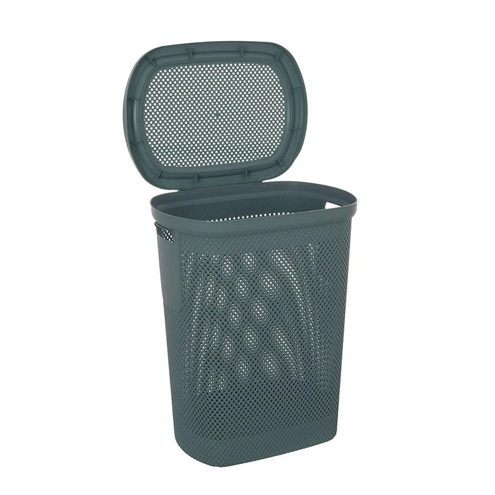 Cesto portabiancheria con coperchio in plastica blu avio 58 lt Kamala