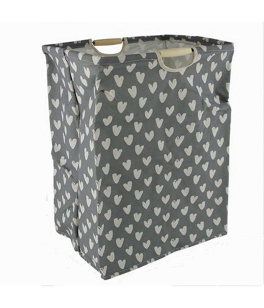 Cesto Portabiancheria Cuori Bianchi Contenitore Panni Sporchi Richiudibile 10621         