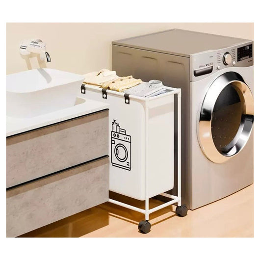 Trade Shop - Cesto Portabiancheria Per Lavanderia Con Scomparti Organizzare I Tessuti Vestiti -