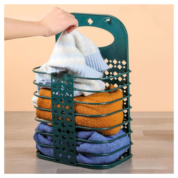 Trade Shop - Cesto Portabiancheria Pieghevole Con Manico Cesta Per Camera Soggiorno Bagno Viaggio -