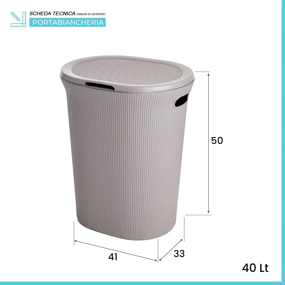 Cesto portabiancheria tortora capacità 40 lt