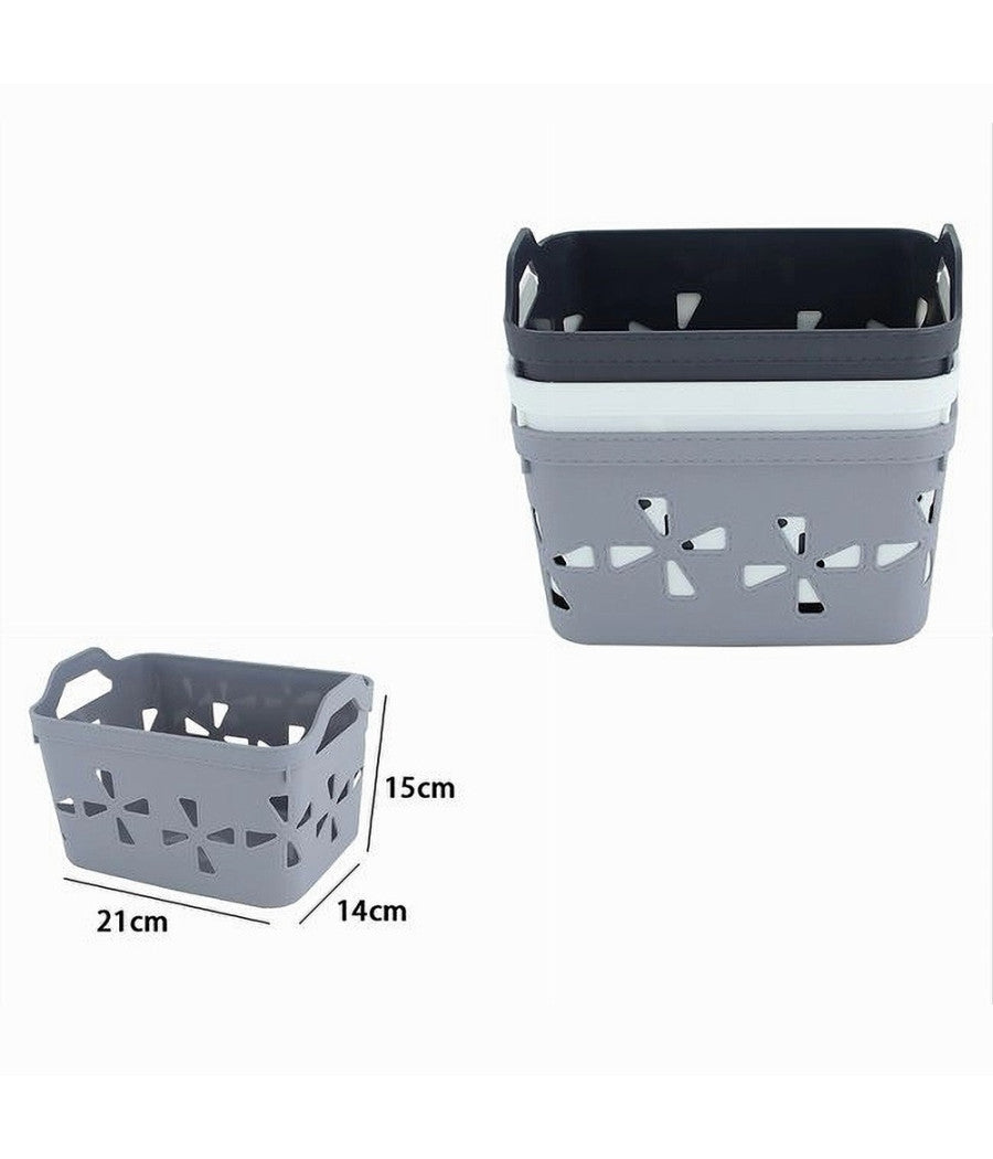 Cesto Portaoggetti Cestino Porta Tutto Con Maniglie 21x15x14cm Assortiti 10724         