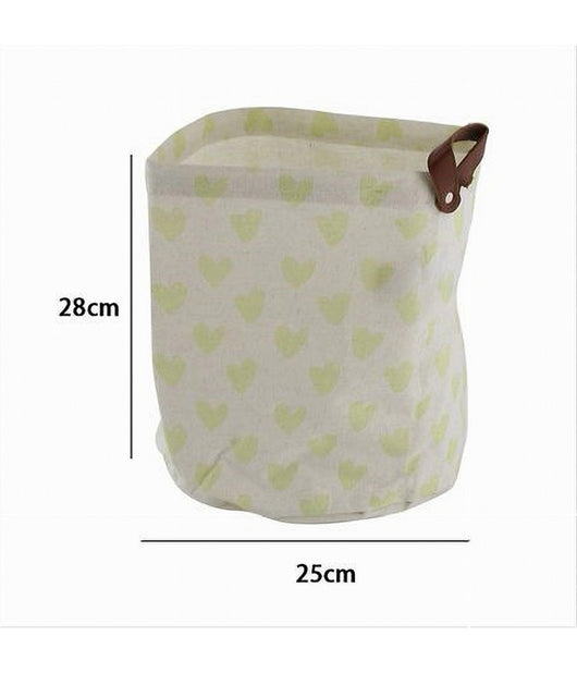 Cesto Portaoggetti Cuori Gialli In Tessuto Con Manico Bagno Cucina 25x28cm 10611         