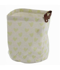 Cesto Portaoggetti Cuori Gialli In Tessuto Con Manico Bagno Cucina 25x28cm 10611         