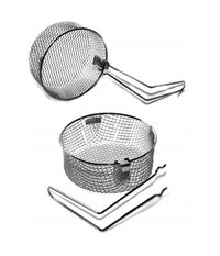 Cesto Rete In Acciaio 18cm Tondo Padella Per Friggitrice Con Manico Per Frittura         