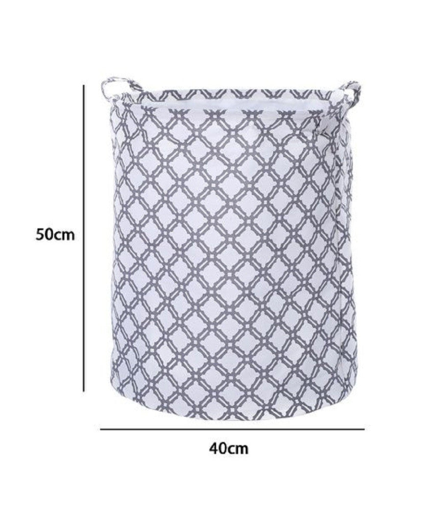Cesto Sacco Porta Biancheria Portabiancheria In Tessuto Fantasia Grigia 79212         