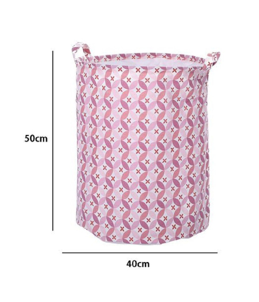 Cesto Sacco Porta Biancheria Portabiancheria In Tessuto Salvaspazio Rosa 79211         