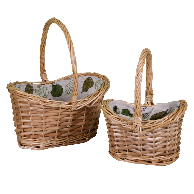 Cesto vimini 1-2 con fodera naturale ovale cm 22x16h23