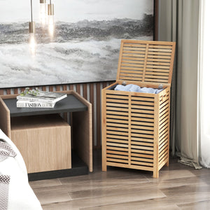 Cesto di bamb¨´ 80 L per lavanderia con borsa rimovibile, Cesto della biancheria sporca con coperchio e maniglie-Cesti del bucato