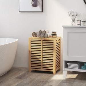 Cesto di bamb¨´ 80 L per lavanderia con borsa rimovibile, Cesto della biancheria sporca con coperchio e maniglie-Cesti del bucato