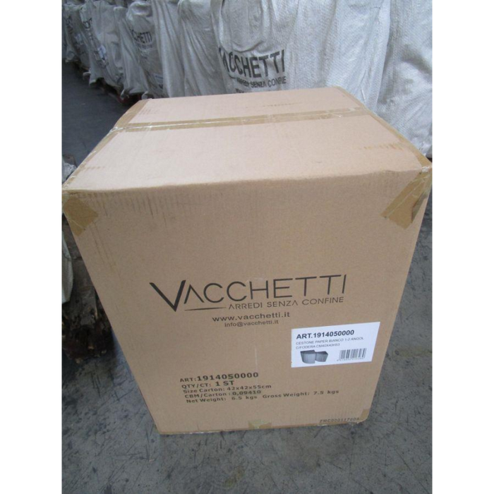 Cestone paper bianco 1-2 angol con fodera cm 40x40h53