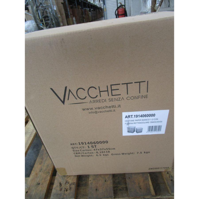 Cestone paper bianco 1-2 con fodera rettangolare cm 45x35h54