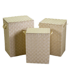 Cestone poliestere crema foderato 1-3 rettangolare cm 40x30x55