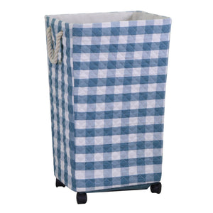 Cestone tessuto azzurro rettangolare con rotelle cm 40x30h70