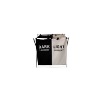 Cestone tessuto bianco nero doppio pieghevole cm 60x39h60