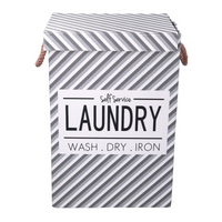 Cestone tessuto laundry grigio con coperchio cm 40x30h60