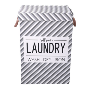 Cestone tessuto laundry grigio con coperchio cm 40x30h60