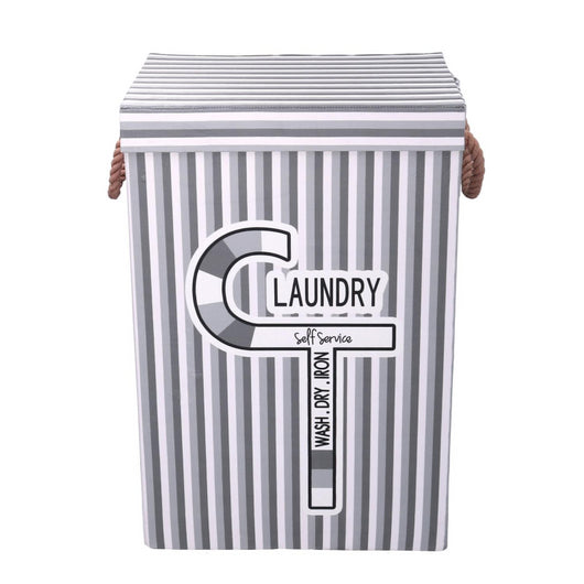 Cestone tessuto laundry grigio con coperchio cm 40x30h60