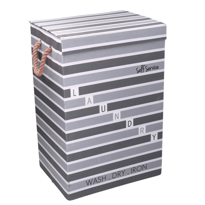 Cestone tessuto laundry grigio con coperchio cm 40x30h60