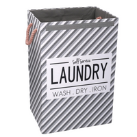 Cestone tessuto laundry grigio con coperchio cm 40x30h60