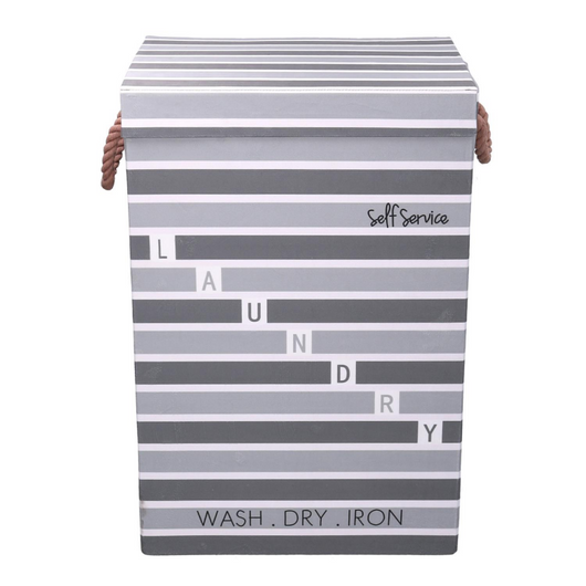 Cestone tessuto laundry grigio con coperchio cm 40x30h60