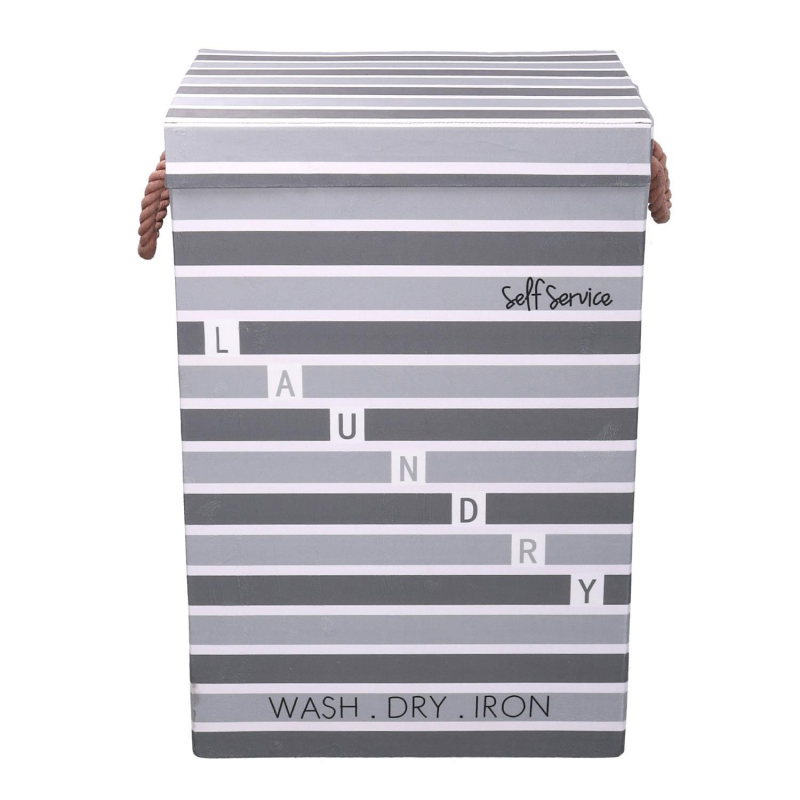 Cestone tessuto laundry grigio con coperchio cm 40x30h60