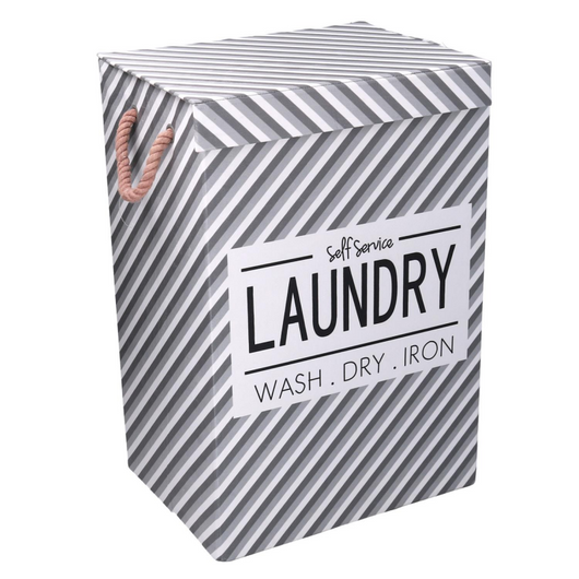Cestone tessuto laundry grigio con coperchio cm 40x30h60