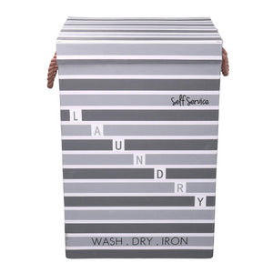 Cestone tessuto laundry grigio con coperchio cm 40x30h60