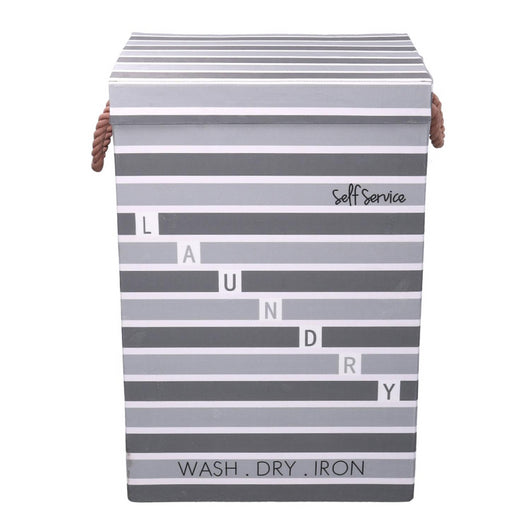 Cestone tessuto laundry grigio con coperchio cm 40x30h60