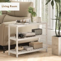 Scaffale Scarpiera in bambù a 3 Livelli per 9 Paia di Scarpe, Finitura laccata, 70x26x55cm, Bianco