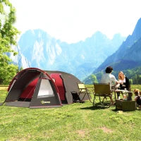 Tenda da Campeggio da 2-4 Persone con Stanze Separate, Impermeabile con Doppie Porte, Grigio