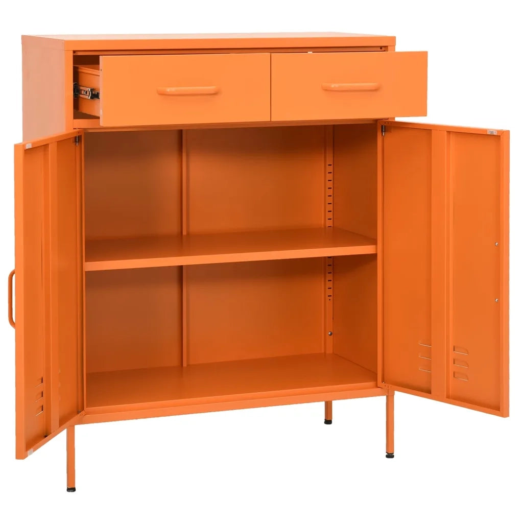 Mobile contenitore arancione 80 x 35 x 101,5 cm con cassetti estraibili design moderno acciaio arancione 02_0046847