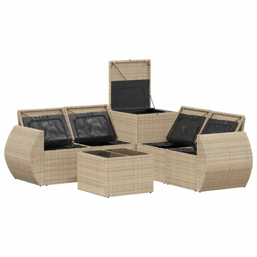 Set di divani 6 pz Beige e Bianco Crema 3447522