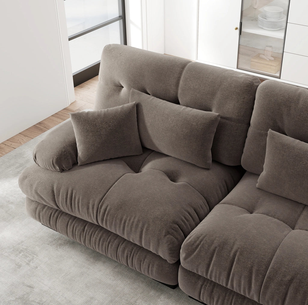 Divano modulare in chenille marrone HOMVRA