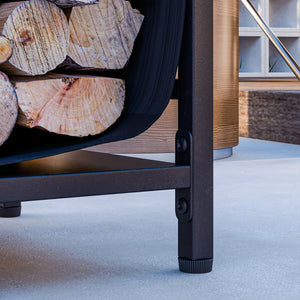 Portalegna da Esterno e Interno 49x34x44 cm in Acciaio con Borsa di Trasporto in Tessuto Oxford 600D Nero