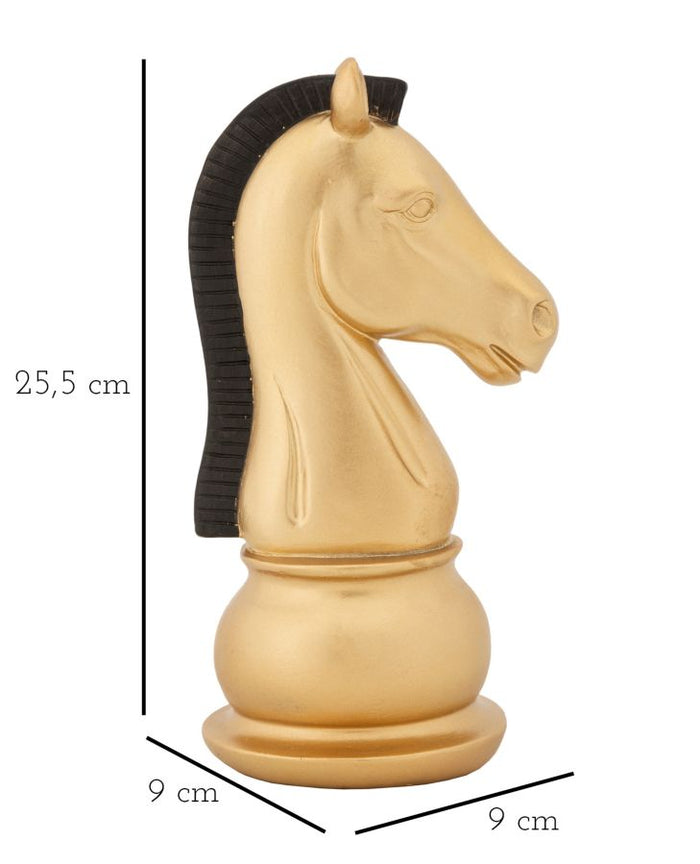 Statua Cavallo Oro e Nero 10,5x8,5x19 cm in Poliresina