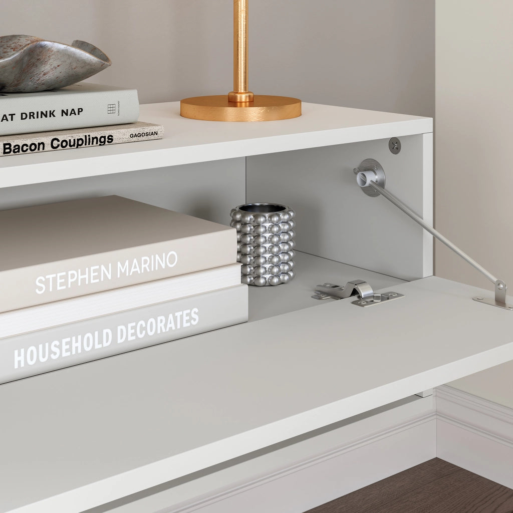 Mobile Porta TV Halmstad da Parete con Ante a Ribalta 160 x 31 x 30 cm - Bianco [en.casa]