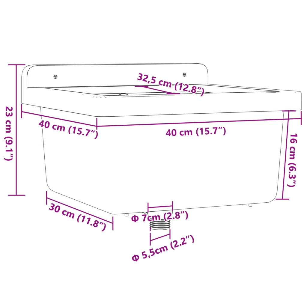 Lavabo a Parete Grigio 40x40x24 cm in Resina CFW5953012