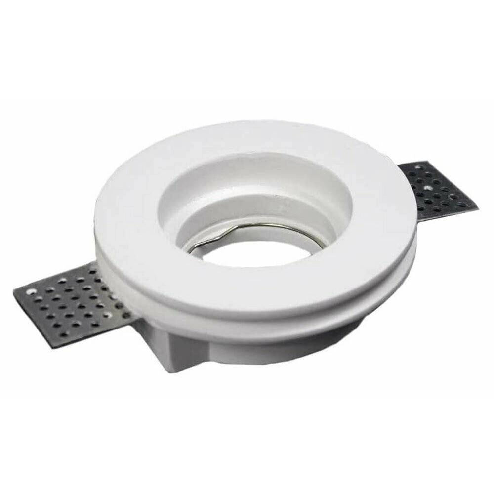 Trade Shop - Portafaretto Incasso Gesso Scomparsa Tondo Foro 105mm Supporto Faretti Gu10 Gs04 -